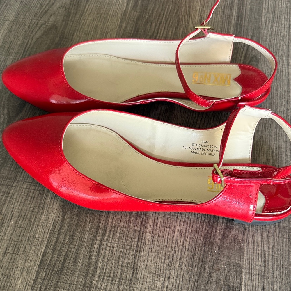 Mix No. 6 Vibrant Red Flats with Ankle Strap